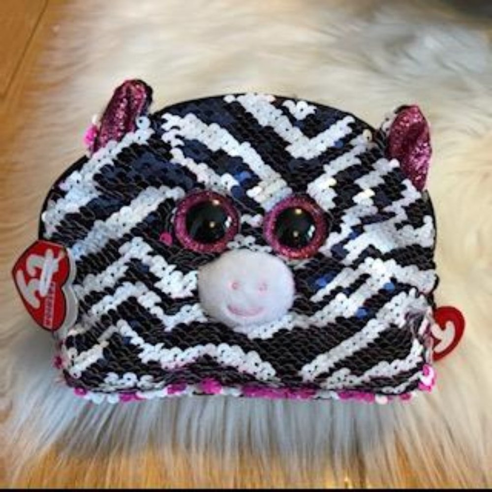 Ty Reversible Sequin Zoey Zebra Makeup Pouch